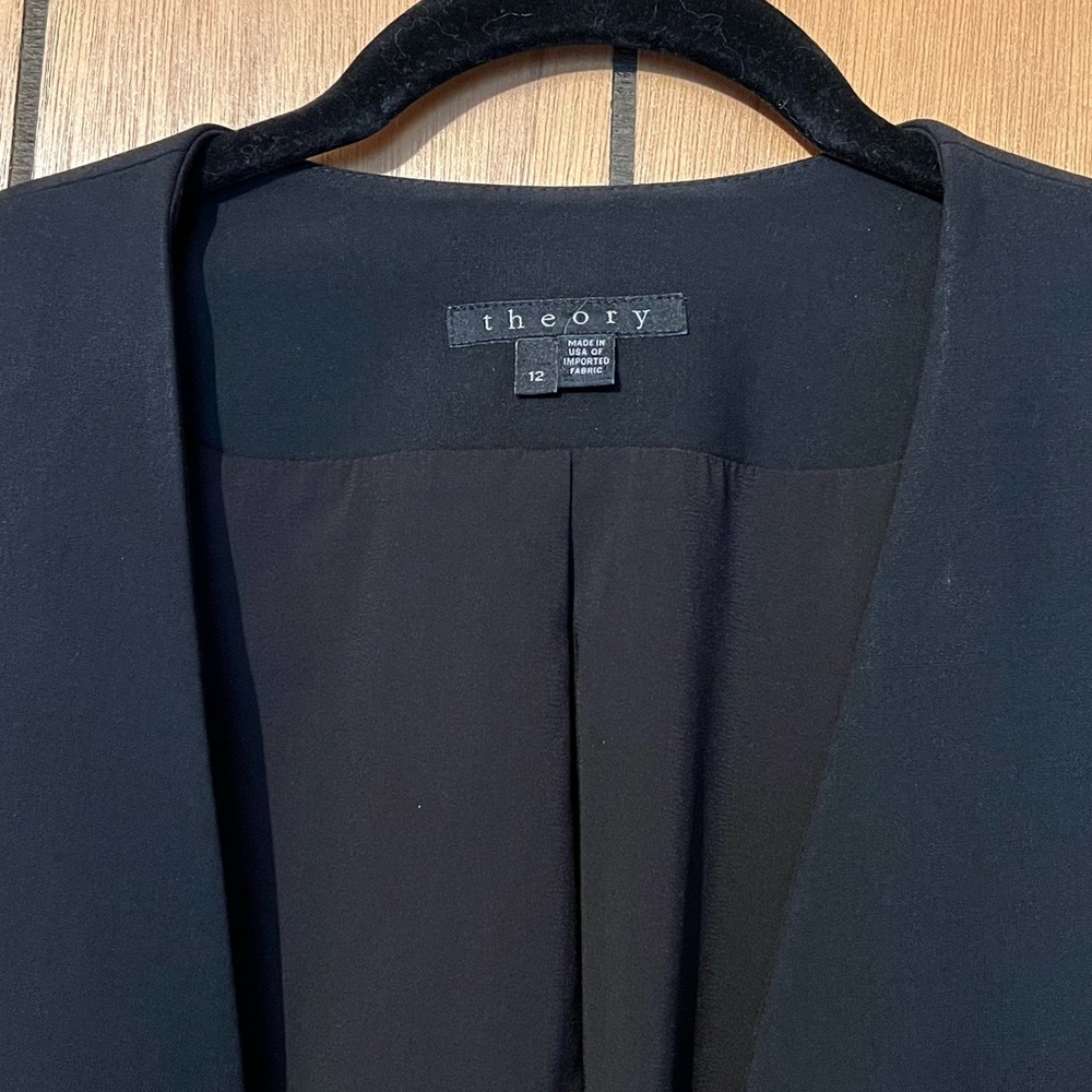 Theory Women's Black Wool Blend Blazer Jacket Size 12 - Picture 2 of 3